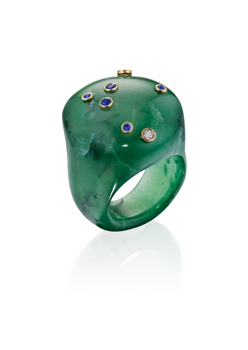 Mini Bubble Ring, Green Onyx