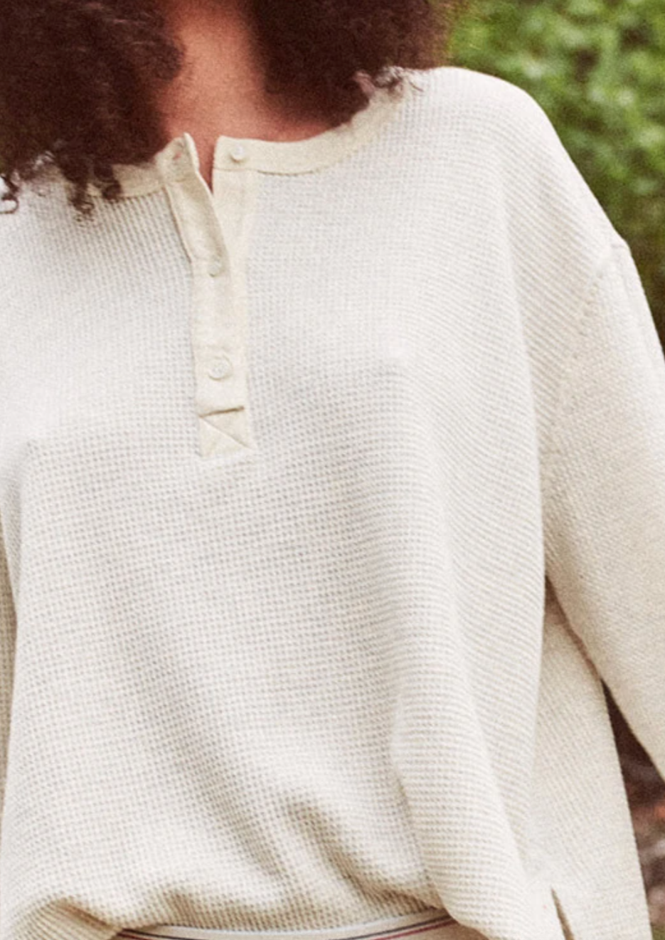 The Waffle Slouch Henley, Heather Oatmeal