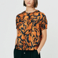 Painted Abstract Forest Vibrations Silk Print Puff Sleeve Blouse