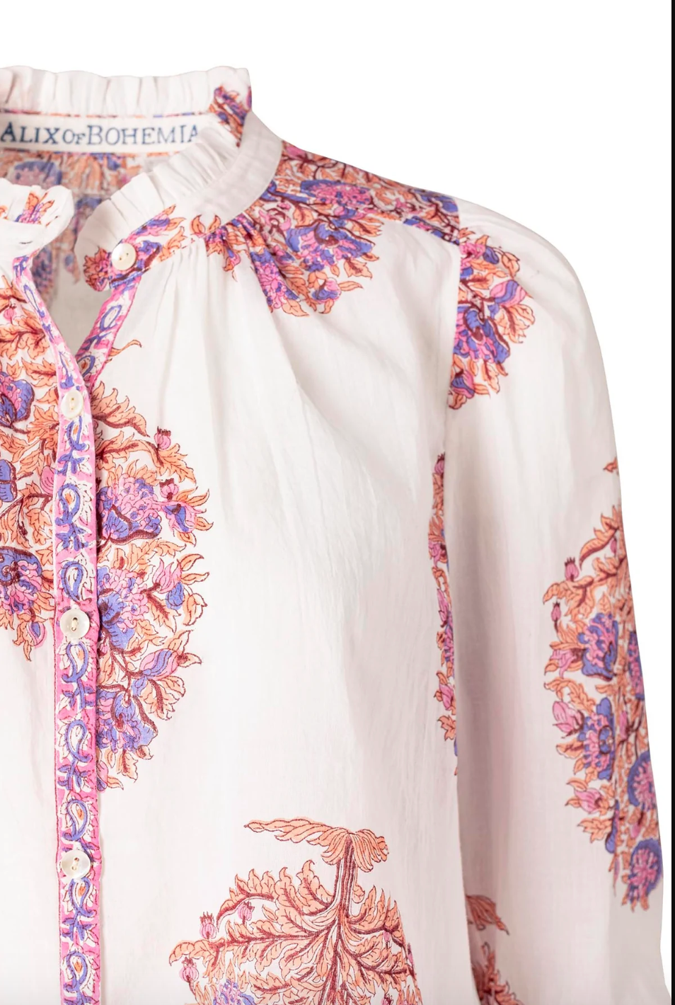 Annabel Fig Flower Shirt, Pink Cerise