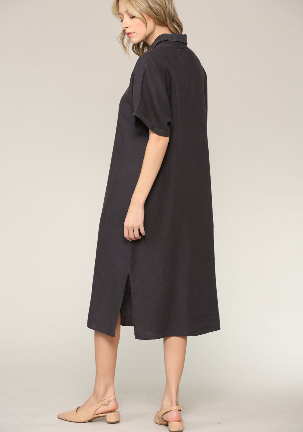 Alexa Linen Shirt Dress, Ink