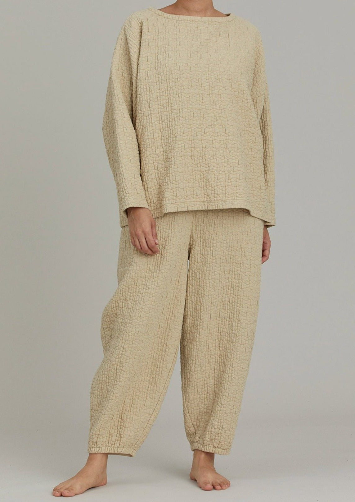 Quilted Wide Pant, Natural