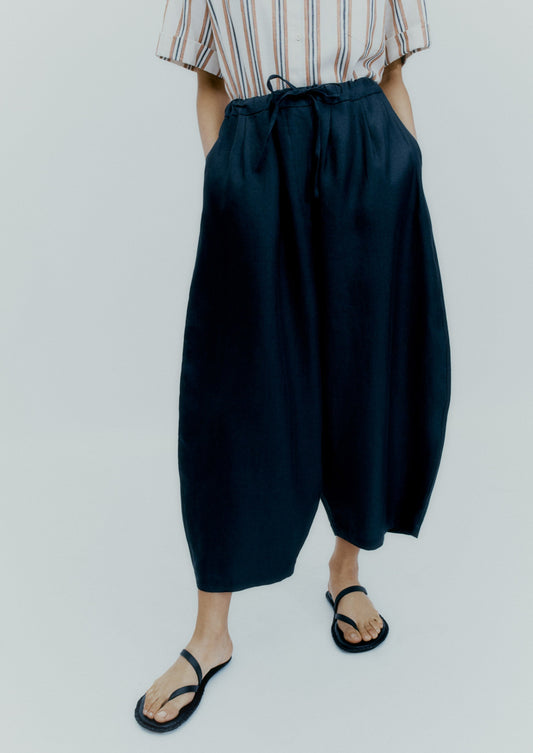 Maxi Linen Pants, Black