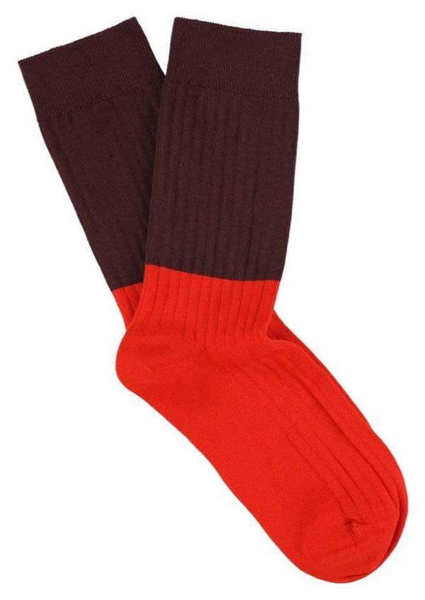 Color Block Socks, Zifandel / Molten Lava