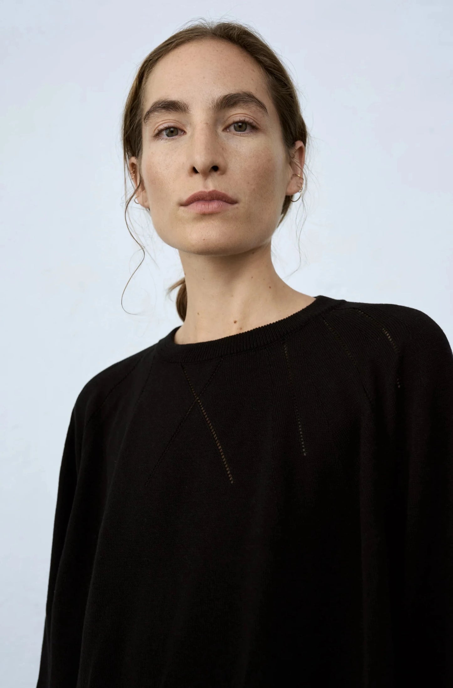 Silk Fretwork Sweater, Black