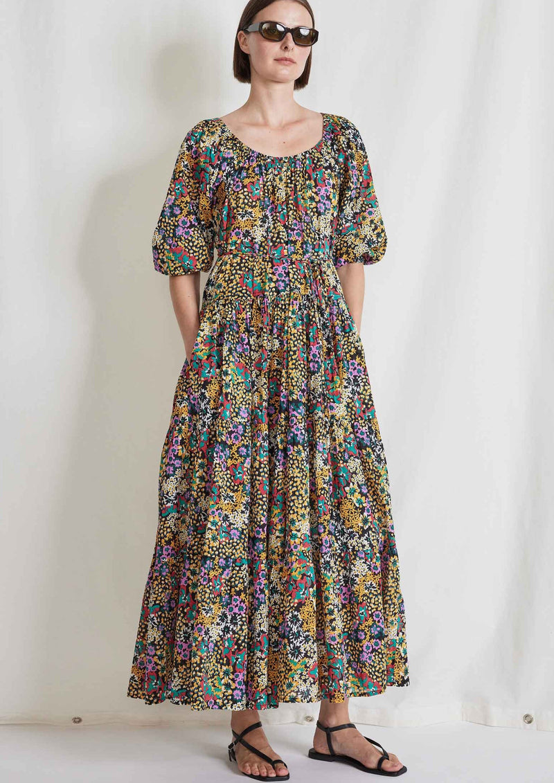 Tilton Tiered Maxi Dress, Pink Wildflowers
