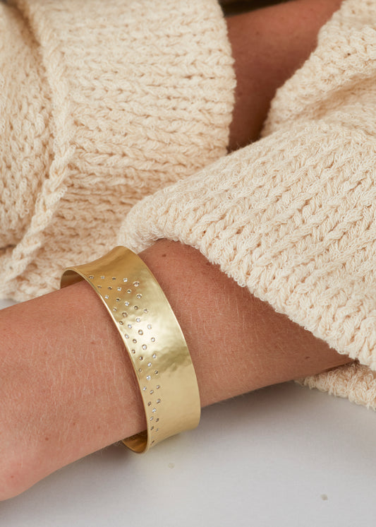18 kt Gold Drift Cuff with Champagne and White Diamonds